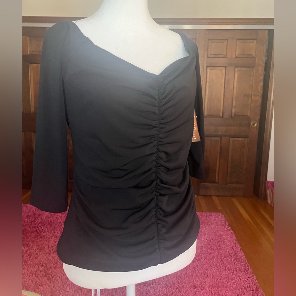 Boston Proper Black Ruched Blouse